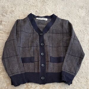 Harper Jones Navy grey Plaid Cardigan size 5